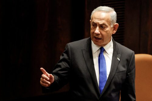 នាយករដ្ឋមន្ត្រីអ៊ីស្រាអែល លោក Benjamin Netanyahu ចូលរួមសម័យប្រជុំពិសេសនៃ Knesset សភារបស់អ៊ីស្រាអែល ដើម្បីអនុម័ត និងស្បថក្នុងរដ្ឋាភិបាលស្តាំនិយមថ្មី នៅទីក្រុង Jerusalem ថ្ងៃទី២៩ ខែធ្នូ ឆ្នាំ២០២២។