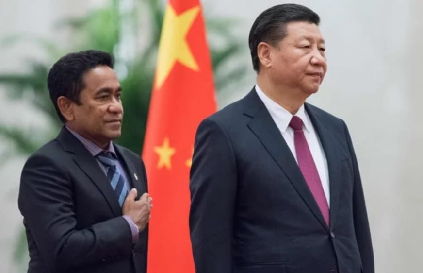 Former President Abdulla Yameen signed a free trade treaty with Beijing when he was visiting China in December last year. Photo: AFP/Fred Dufour