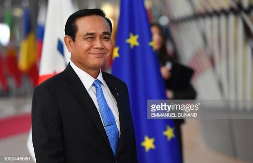Thailand's Prime Minister Prayut Chan-O-Cha arrives for a Asia Europe Meeting (ASEM) at the European Council in Brussels on October 18, 2018. (Photo by EMMANUEL DUNAND / AFP)        (Photo credit should read EMMANUEL DUNAND/AFP/Getty Images)