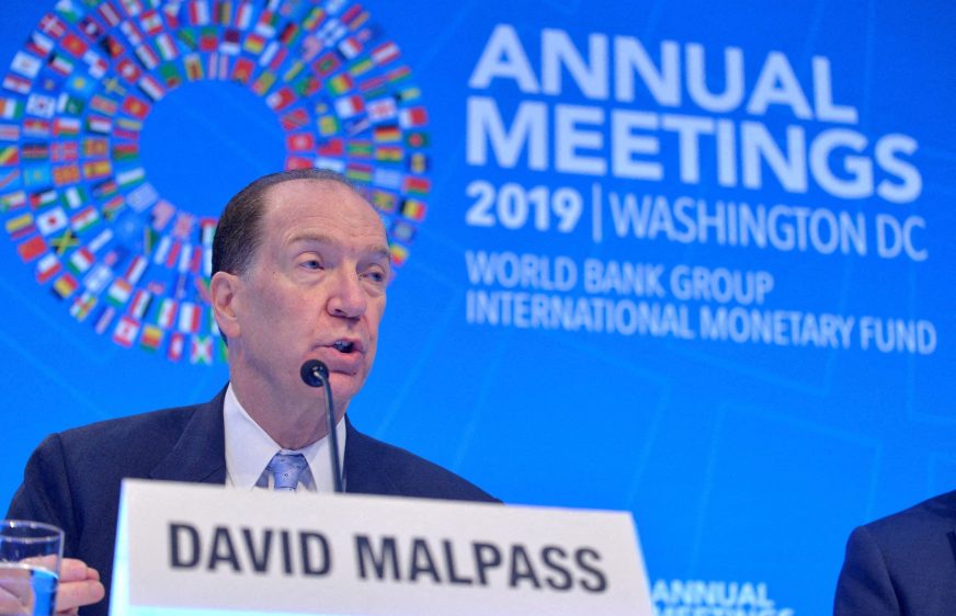 FILE PHOTO: World Bank President David Malpass responds to a question from a reporter during an opening press conference at the IMF and World Bank's 2019 Annual Fall Meetings of finance ministers and bank governors, in Washington, U.S., October 17, 2019. REUTERS/Mike Theiler/File Photo