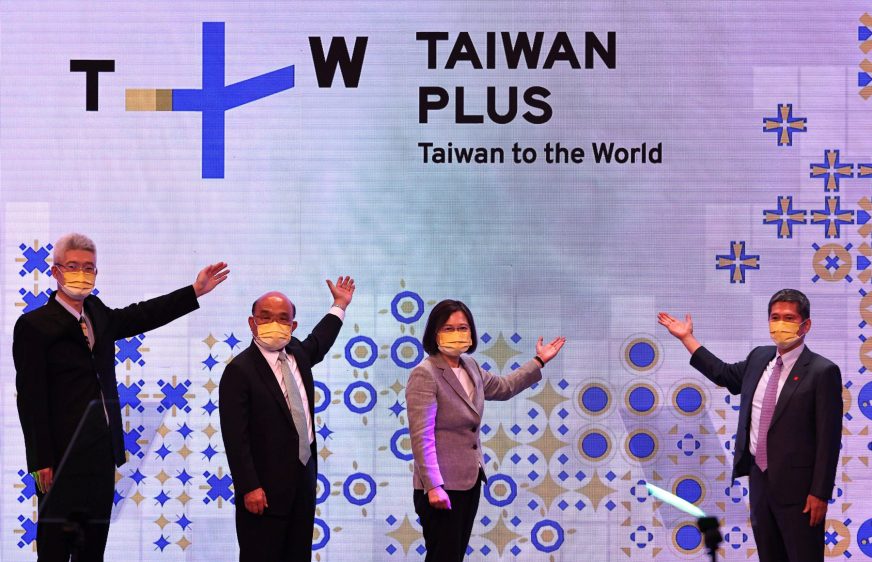 Taiwanese President Tsai Ing-wen attends the television operations launch event of TaiwanPlus, a government-backed English language news channel, in Taipei, Taiwan October 3, 2022. REUTERS/Ann Wang