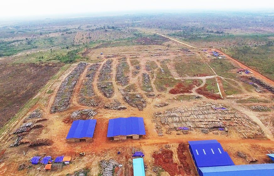 Drone shot of Cambodia timber depot near Vietnam border (c) EIAimage