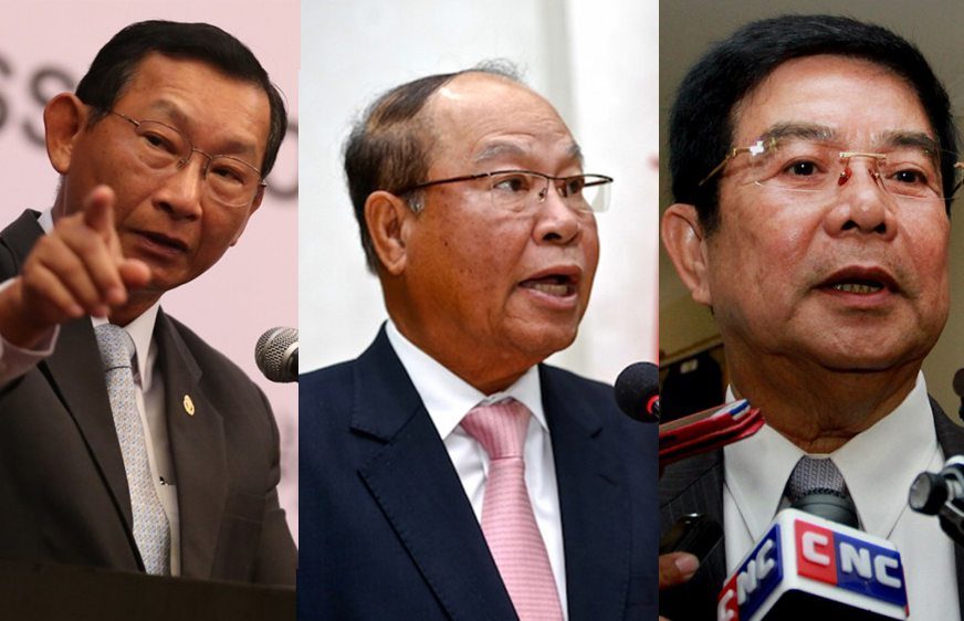 លោក ចម ប្រសិទ្ធ (ខាងឆ្វេង) លោក ម៉ម ប៊ុនហេង (កណ្ដាល) និង លោក ស៊ុយ សែម (ខាងស្ដាំ)